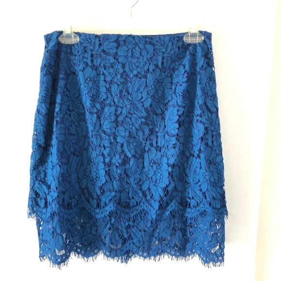 Lulus Live For the Night Women's Navy Blue Lace Skirt Size L Pencile - Picture 5 of 11